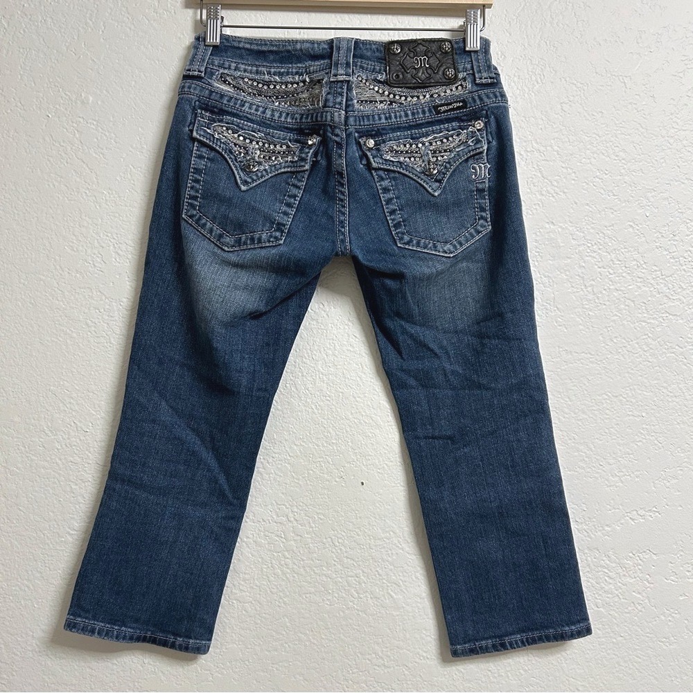 Miss Me Blue Denim Capri‎ Embellished Distressed JP6092P Size 26